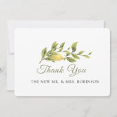 Rustic Lemon Grass Wedding ElegantHartelijk dank Bedankkaart (Voorkant)