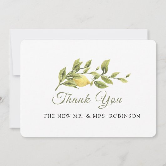 Rustic Lemon Grass Wedding ElegantHartelijk dank Bedankkaart (Voorkant)