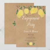 Rustic Lemon Greenery Engagement Party Kaart (Voorkant / Achterkant)