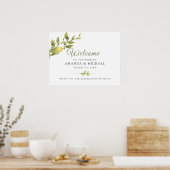 Rustic Lemon Greenery Wedding Welcome Sign Poster (Keuken)