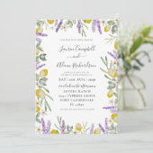 Rustic Lemon & Lavender Foliage Wedding Uitnodigin Kaart (Staand voorkant)