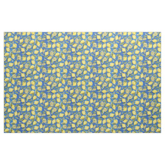Rustic Lemon Pattern Blue Stof (Yard (91,4 cm))