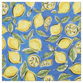 Rustic Lemon Pattern Blue Stof (Swatch)