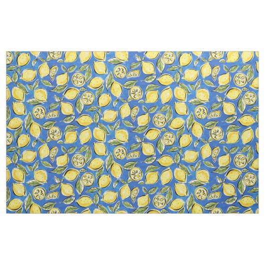 Rustic Lemon Pattern Blue Stof (Fat Quarter)