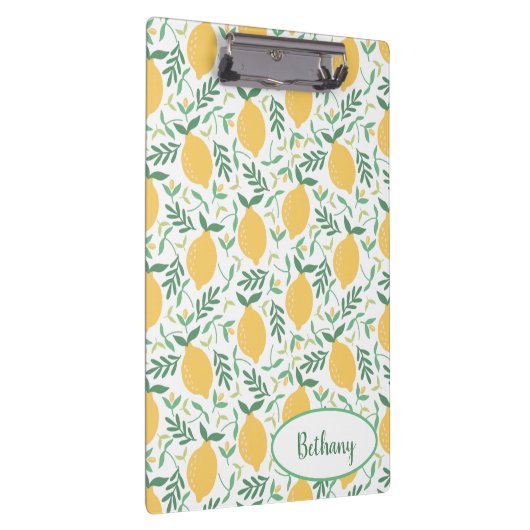 Rustic Lemon Pattern met Green Monogram Klembord (Rechts)