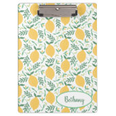 Rustic Lemon Pattern met Green Monogram Klembord (Voorkant)