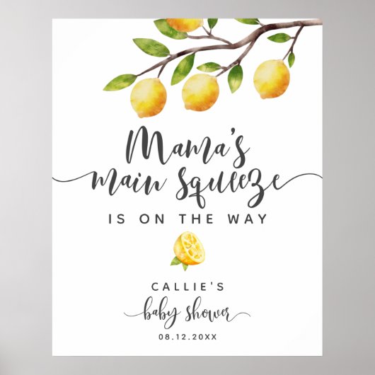 Rustic Lemon Summer Baby shower Welcome Sign Poster (Voorkant)