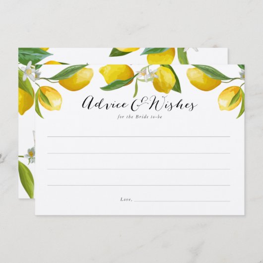 Rustic Lemon Vrijgezellenfeest adviseert en wenst  Advieskaart (Voorkant / Achterkant)