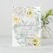 Rustic Lemon Yellow Ivory Peony Flowers Kaart (Staand voorkant)