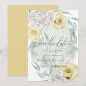 Rustic Lemon Yellow Ivory Peony Flowers Kaart (Voorkant / Achterkant)