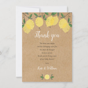 Rustic Lemons Baby shower Poem Bedankkaart
