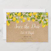 Rustic Lemons Blossom Elegant Script Save The Date (Voorkant)