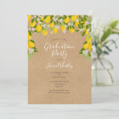 Rustic Lemons Blossom Greenery Graduation Party Kaart (Staand voorkant)