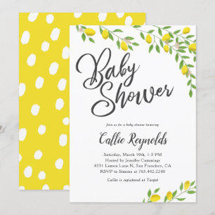 Rustic Lemons Geel Baby shower Kaart