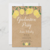 Rustic Lemons Greenery Script Graduy Party Kaart (Voorkant)