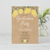 Rustic Lemons Greenery Script Graduy Party Kaart (Staand voorkant)
