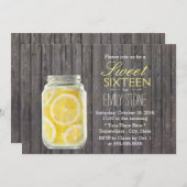 Rustic Lemons Jar & Barn Wood Sweet 16 Kaart (Voorkant / Achterkant)