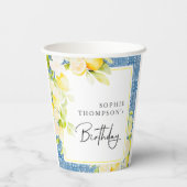 Rustic lemons Mediterranean birthday Papieren Bekers (Achterkant)