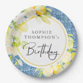 Rustic lemons Mediterranean birthday Papieren Bordje (Voorkant)