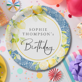 Rustic lemons Mediterranean birthday Papieren Bordje