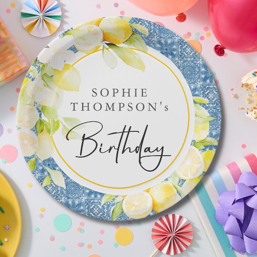 Rustic lemons Mediterranean birthday Papieren Bordje