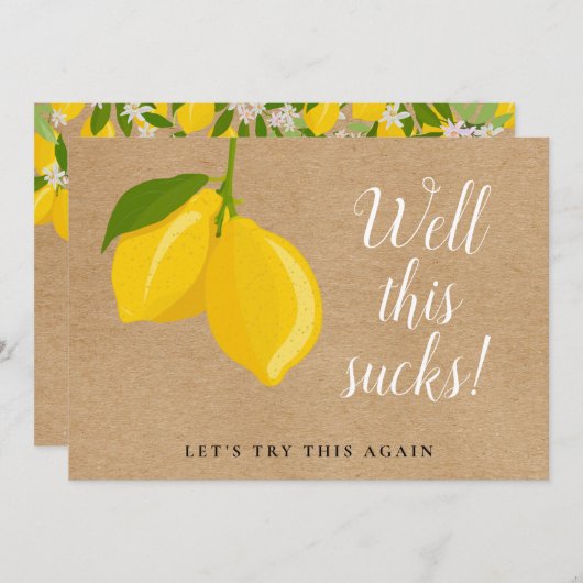 Rustic Lemons Vrijgezellenfeest Wijzig de datum Kaart (Voorkant / Achterkant)