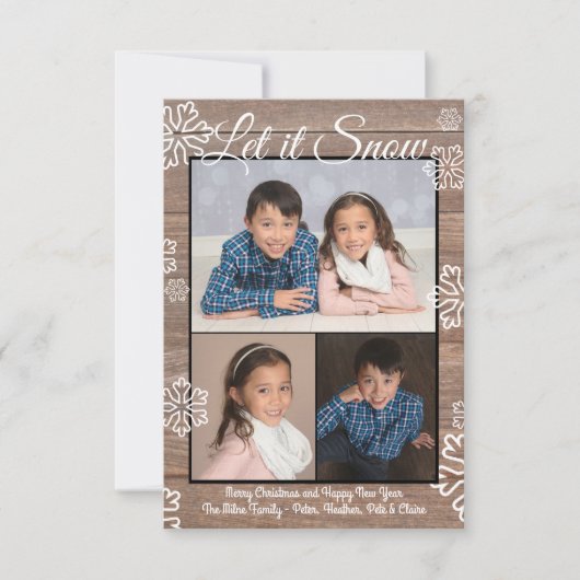 Rustic Let it Snow - 3x5 Kerst Foto Rechthoek Kaart (Voorkant)
