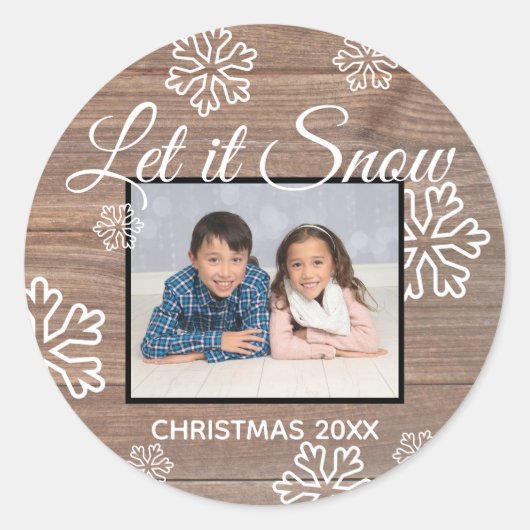 Rustic Let op sneeuw - Circle Sticker (Voorkant)