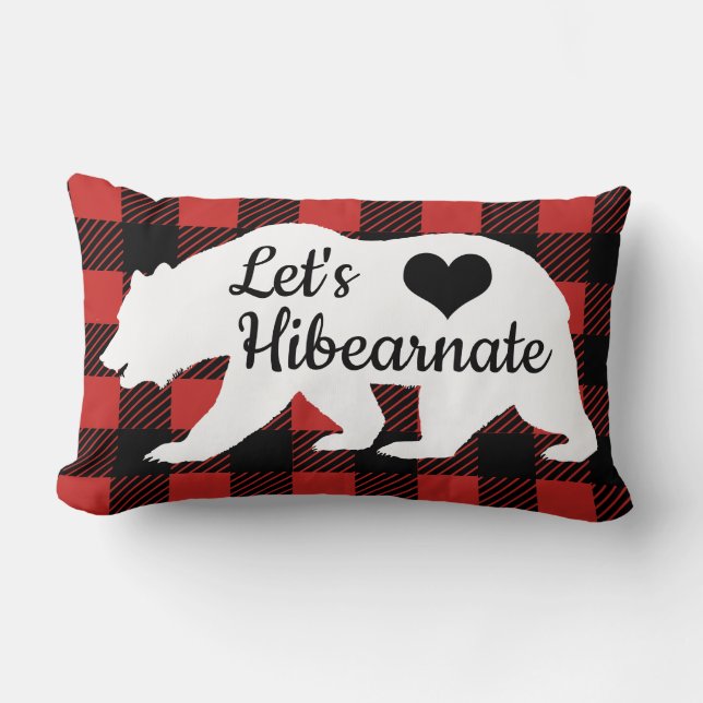 Rustic Let's Hibearnate Buffalo Lumberjack Play Kussen (Voorkant)