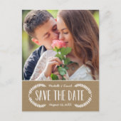 Rustic Lettering Kraft Photo Save the Date Aankondigingskaart (Voorkant)