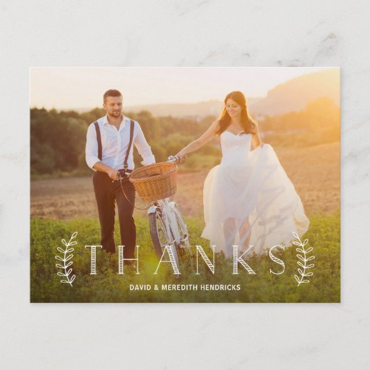 Rustic Lettering White Overlay Foto bedankt Briefkaart (Voorkant)