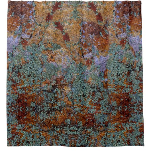 Rustic Lichen Moss met stone- en Rock-structuur Douchegordijn (Voorkant)