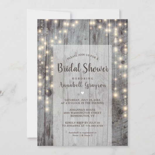 Rustic Lichten Foto Bridal Shower Uitnodiging (Voorkant)