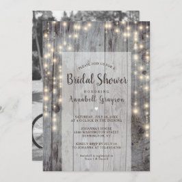 Rustic Lichten Foto Bridal Shower Uitnodiging
