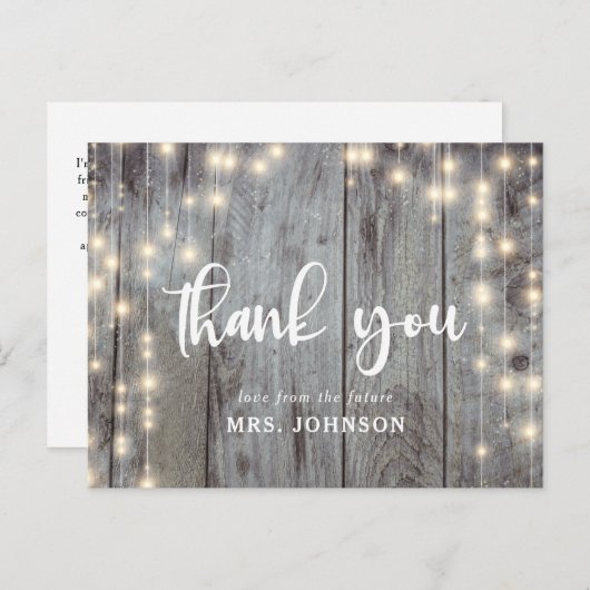 Rustic Lichten Hout Dank u Vrijgezellenfeest Briefkaart (Voorkant / Achterkant)