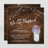 Rustic Lichten we trouwden met wilde bloemen in Ja Kaart (Voorkant / Achterkant)