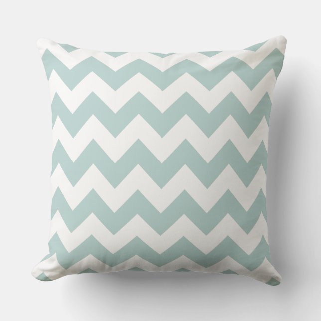 Rustic Light Blue Chevron Stripes Farmhouse Pillow Kussen (Voorkant)