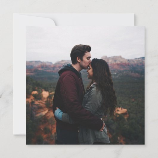 Rustic Light Blue Floral Photo Square Wedding Kaart (Achterkant)