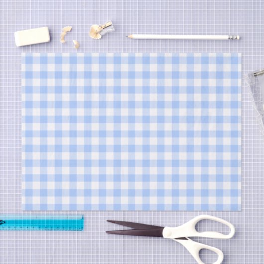Rustic Light Blue Gingham Pattern Tissuepapier (Craft)