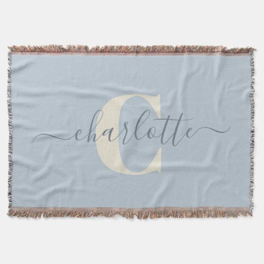 Rustic Light Blue Persoonlijke naam Monogramed Deken (Voorkant)