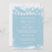 Rustic Light Blue String Lights Wedding Kaart (Voorkant)