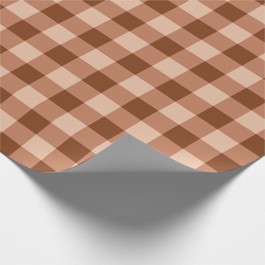 Rustic Light Brown Gingham Plaid Pattern Cadeaupapier (Hoek)
