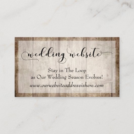 Rustic Light Brown Wood, Wedding Website - Gegeven Informatiekaartje (Voorkant)