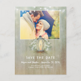 Rustic Light - Iron Lantern Foto Bewaar de datum Aankondigingskaart