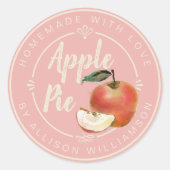 Rustic Light Pink Homemade Apple Pie Ronde Sticker (Voorkant)