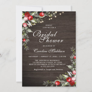 Rustic Light Winter Moody Bridal Shower Kaart