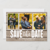 Rustic Light Wood Photo Collage Save The Date (Voorkant)