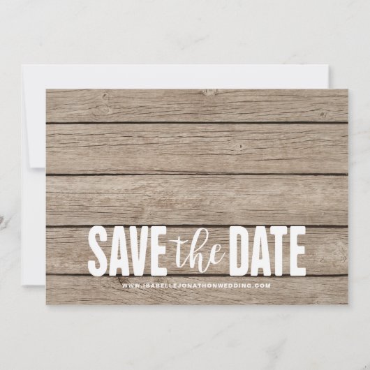 Rustic Light Wood Photo Collage Save The Date (Achterkant)
