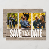 Rustic Light Wood Photo Collage Save The Date (Voorkant / Achterkant)