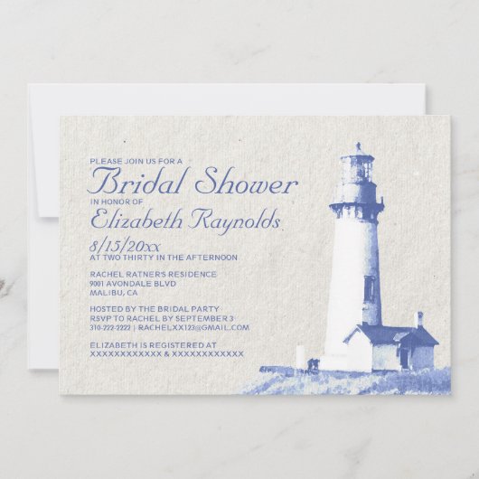 Rustic Lighthouse Bridal Shower-uitnodigingen Kaart (Voorkant)